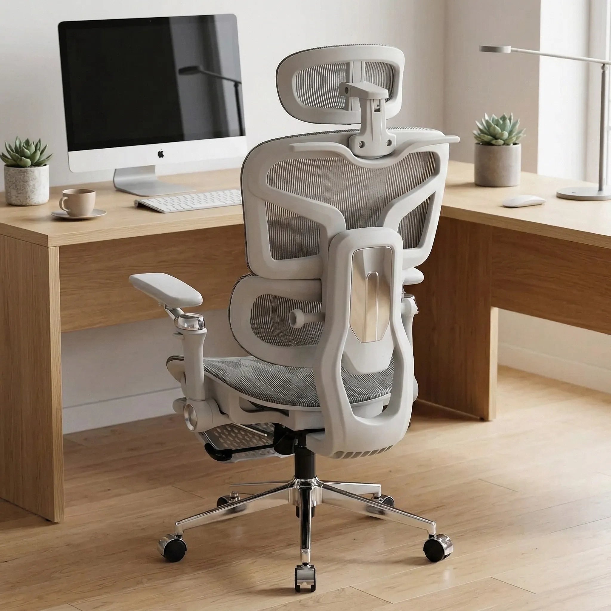 Pause détente au bureau avec fauteuil inclinable.